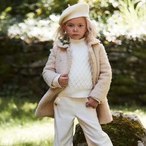 Janie and Jack coffee cake sherpa coat sz 12-18 months girls